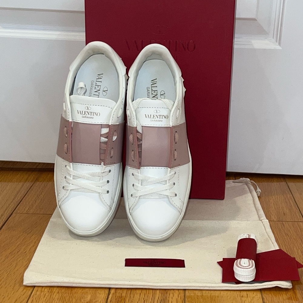 Valentino Women's White and Blush Sneakers